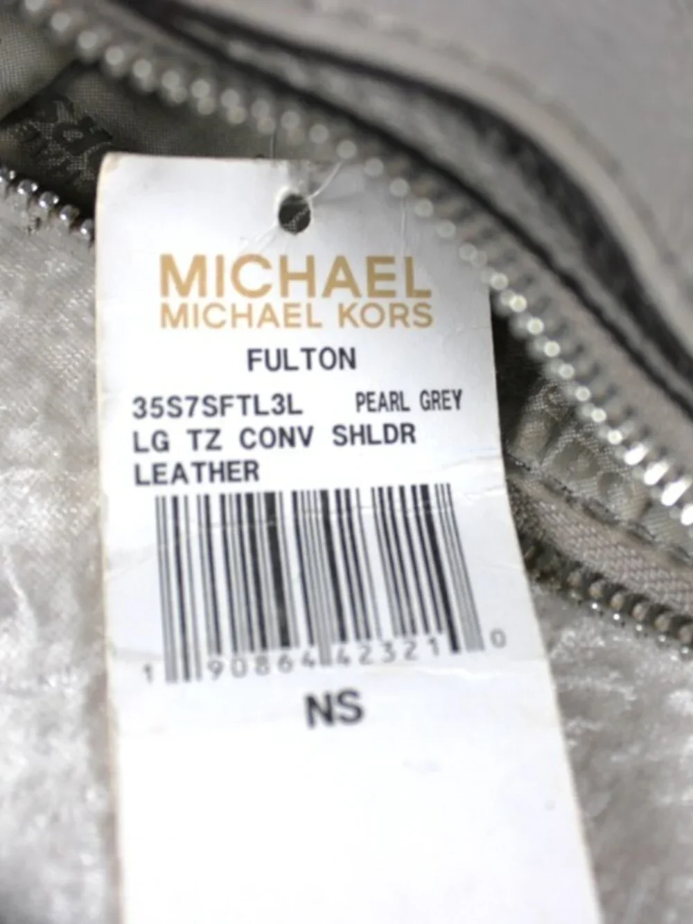 Michael Kors Fulton Large Pearl Grey Leather Convertible Shoulder Hobo Bag